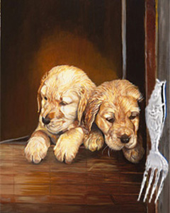 Puppies with Fish Fork for baby