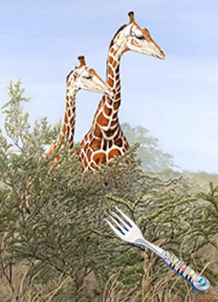 Look! Tourists-giraffes, fine art print on canvas, wth Jillery Fork