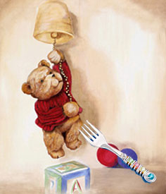 Teddy Bear Rings Bell, fine art print,  with Jillery Fork
