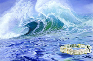 Surfer's Dream Seascape Rhodium Woven Mesh with channel set Cubic Zirconia Bracelet