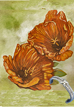 Poppies-fine art ptint with Silver bracelet