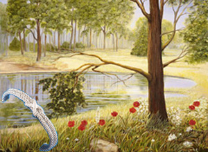 Spring Flowers landscape, fine art print, with Rhodium cuff bracelet