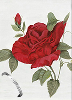 Red Rose II, print on canvas, with Bangle Bracelet with channel set CZs