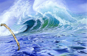 Surfer's Dream Seascape, fine art print on canvas, with 18K Gold withBezel and channel  set CZs links Braceletset