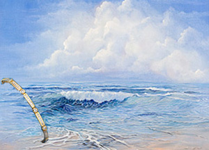 Tranquility Seascape, fine art print, with 18KGold Vermeil with CZs Links Bracelet