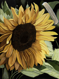 Sunflower, fine art print, with 5 Strand gold Bead Bracelet