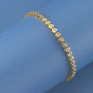 18K gold vermeil with round bezel set CZs tennis bracelet