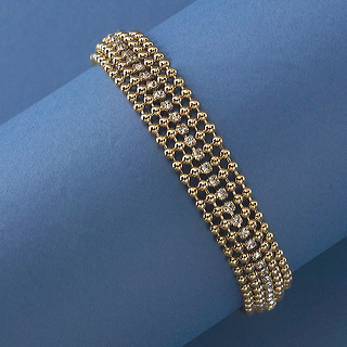 5Strands 18K gold vermeil beads with center strand of glitter-bracelet